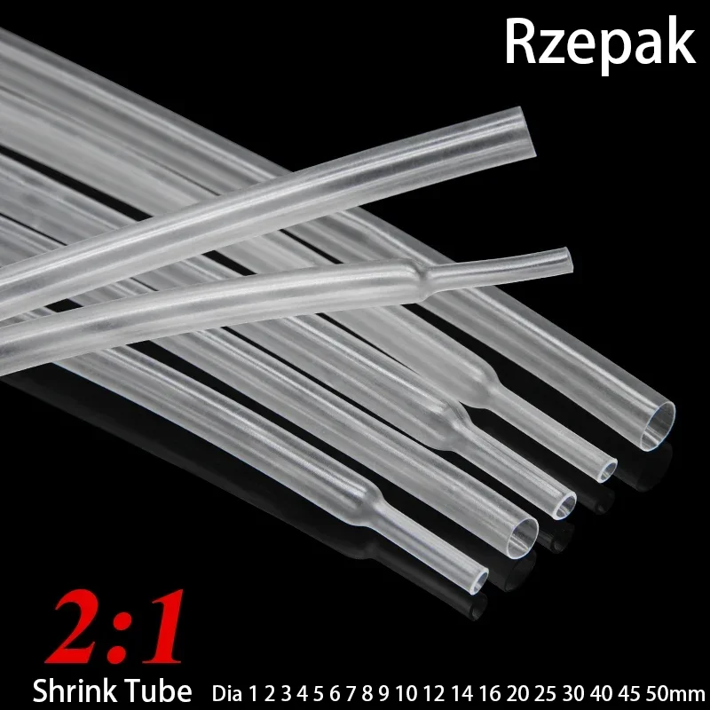 

1 Meter Clear Dia 1 2 3 4 5 6 7 8 9 10 12 14 16 20 25 30 40 50 mm Heat Shrink Tube 2:1 Polyolefin Thermal Cable Sleeve Insulated