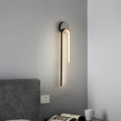Modern LED Wall Lights for Bedroom Bedside Black Wall Lamps Hotel Background Home Minimalism Decoracion Hallways Interior Sconce