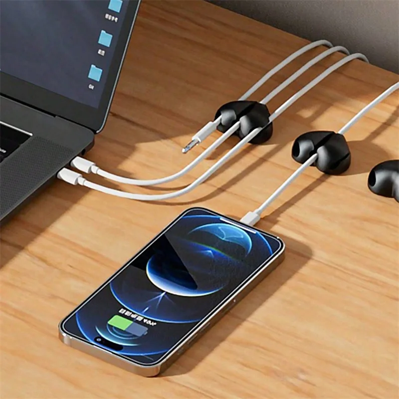 2pcs Heart-Shaped Mini Cable Winder Organizer USB Charging Cable Clips Desk Tidy Organiser Holder Protectors in Home Office Car view 4