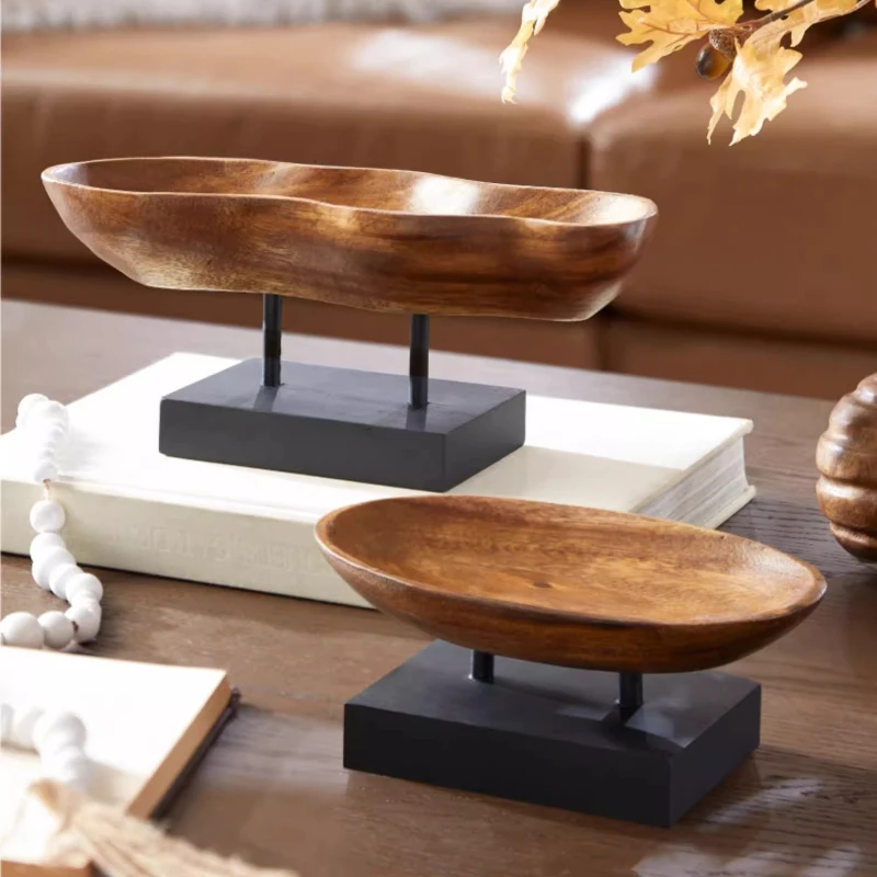 

American Farmhouse Acacia Wood Tray Organizer with Natural Grain Multi-functional Desk Tray Storage Rustic Home Decor