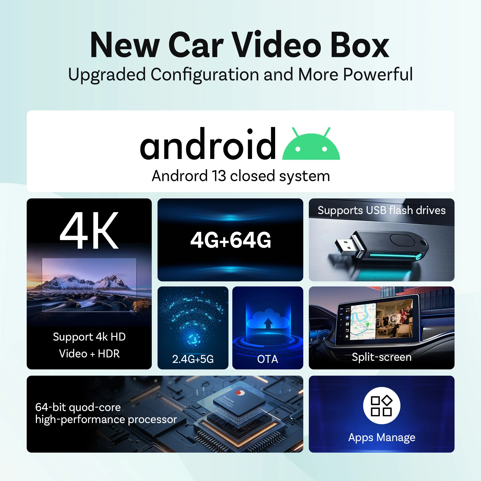 Ottocast E2 Wireless CarPlay & Android Auto 3IN1 AI Box 4+64GB