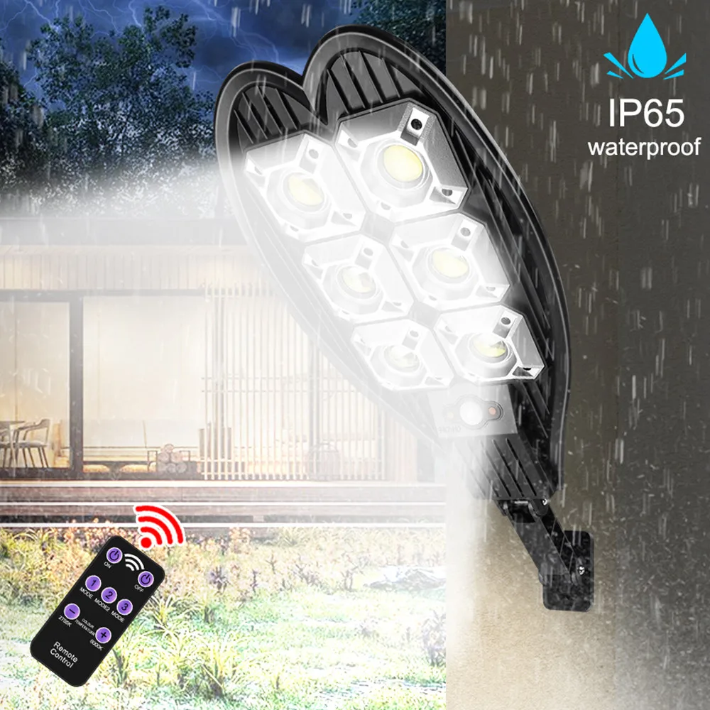 108COB Solar Street Lamp， with Motion Detector， Outdoor Remote Control Security Lighting， for Garage Yard Patio Garden