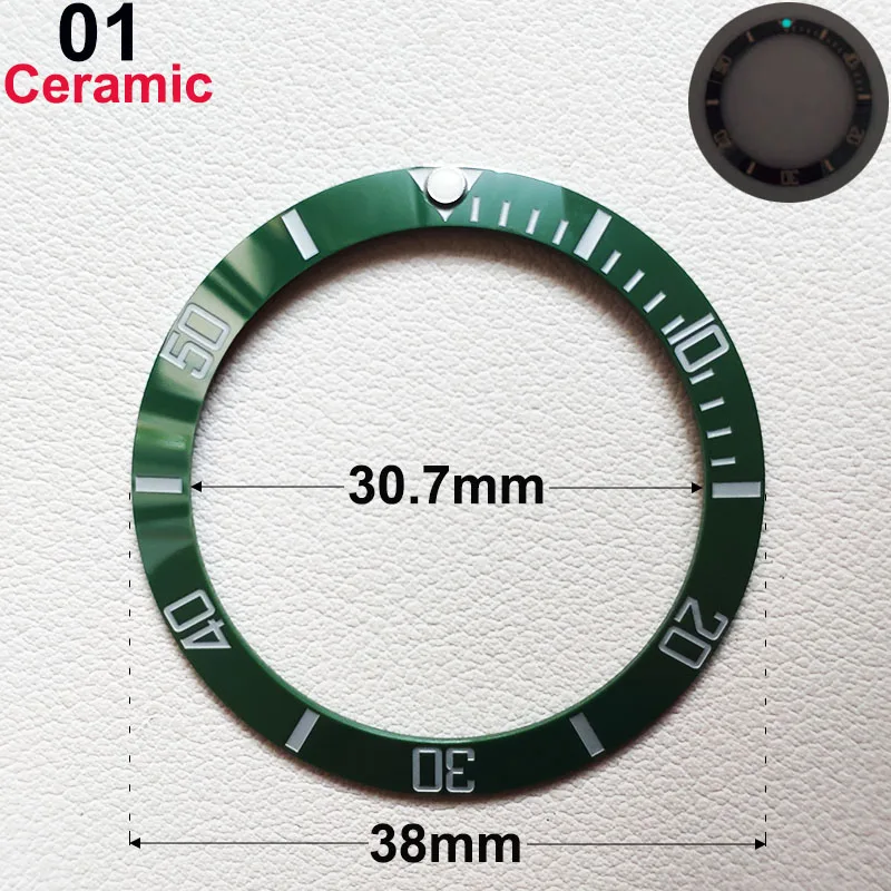 Tilt 38mm* 30.7mm Ceramic Bezel Blue Luminous Pearl Diving Watch Ring Inserts Fit For 40mm Men's Watch Accessories Replacement