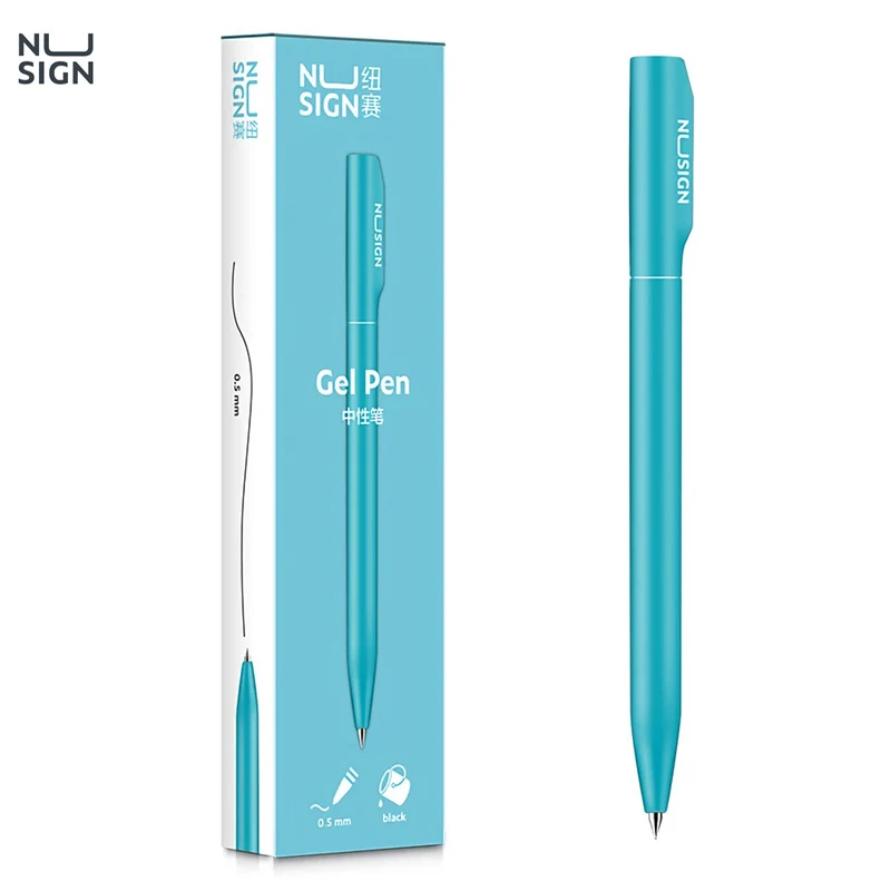 NUSIGN-Bolígrafo de Gel neutro esmerilado, 0,5 MM, núcleo giratorio, negro, firma, escritura, papelería, estudiantes, suministros de oficina