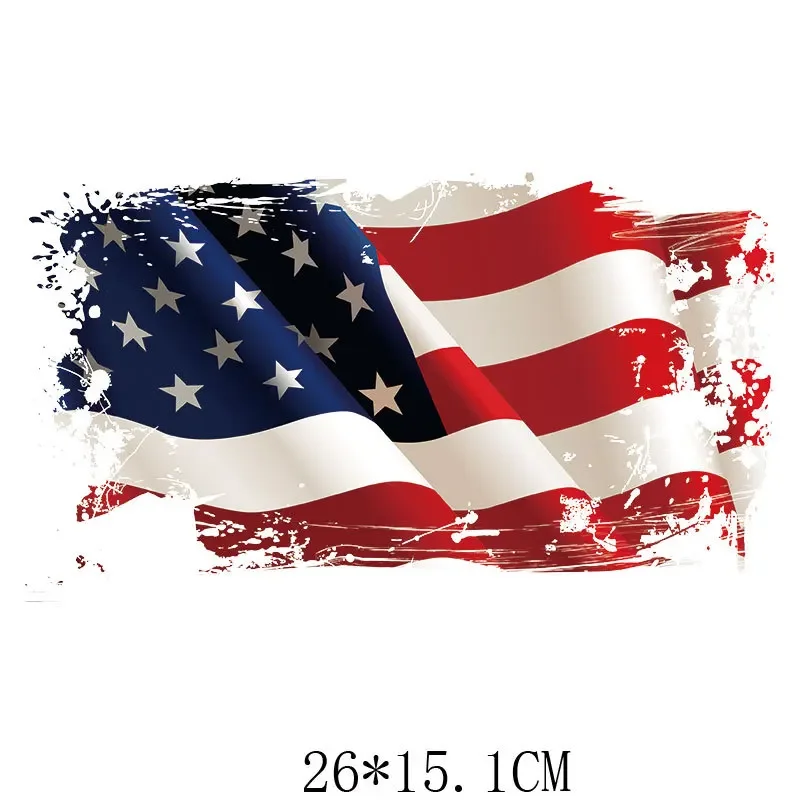 American Flag Thermal Sticker On T-shirt DIY Washable Iron On Hoodies Funny Design On Clothes Patches Appliqued Decoration