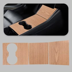 1 Set Wood Grain Style Center Console Water Cup Panel Wrap Sticker Decal Cover Horizontal Fit for Tesla Model 3 2017 2018-2020