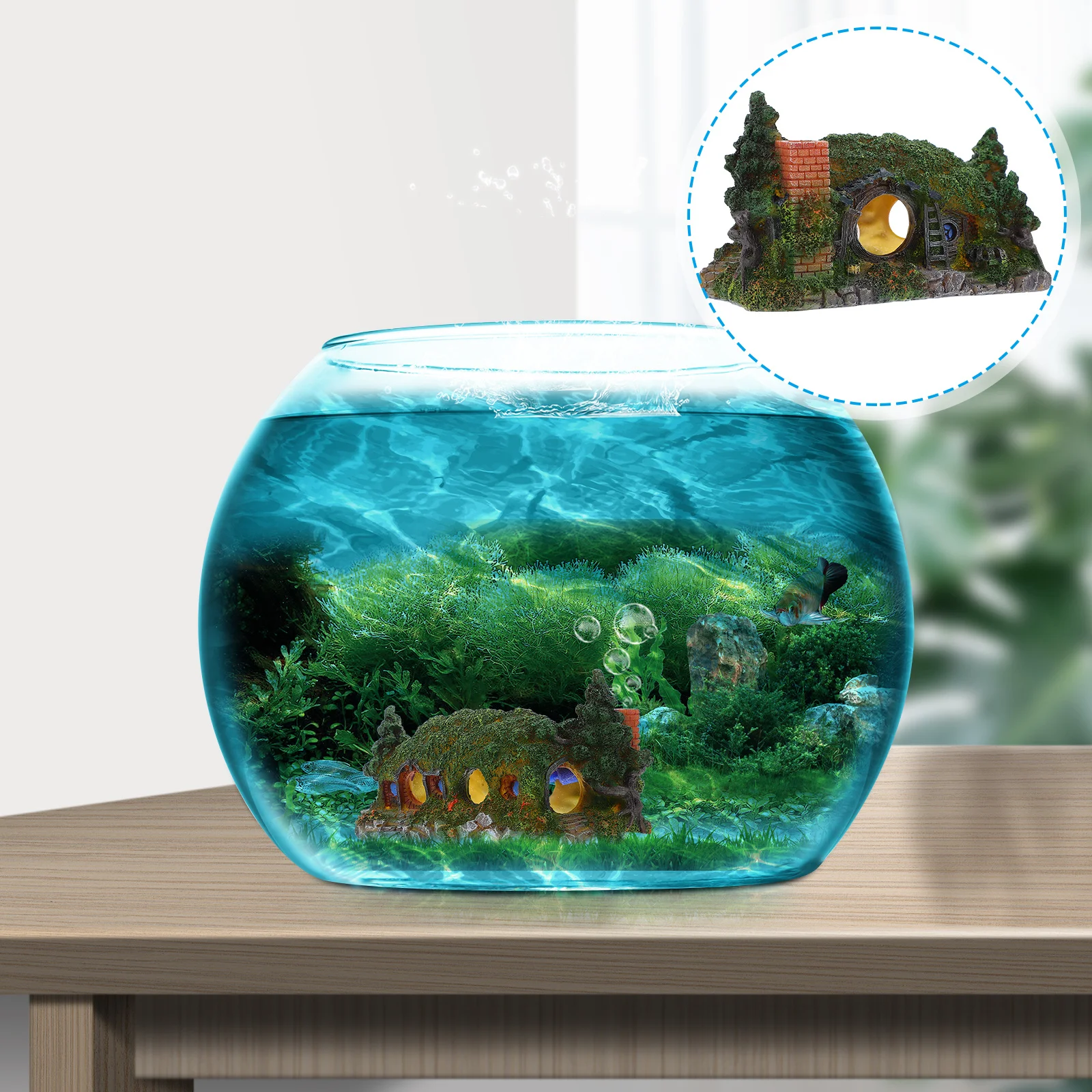 

1Pcs Aquarium Castle Decor Resin Fish Tank Ornament Bubble Making Oxygen Increasing Landscaping Decoration