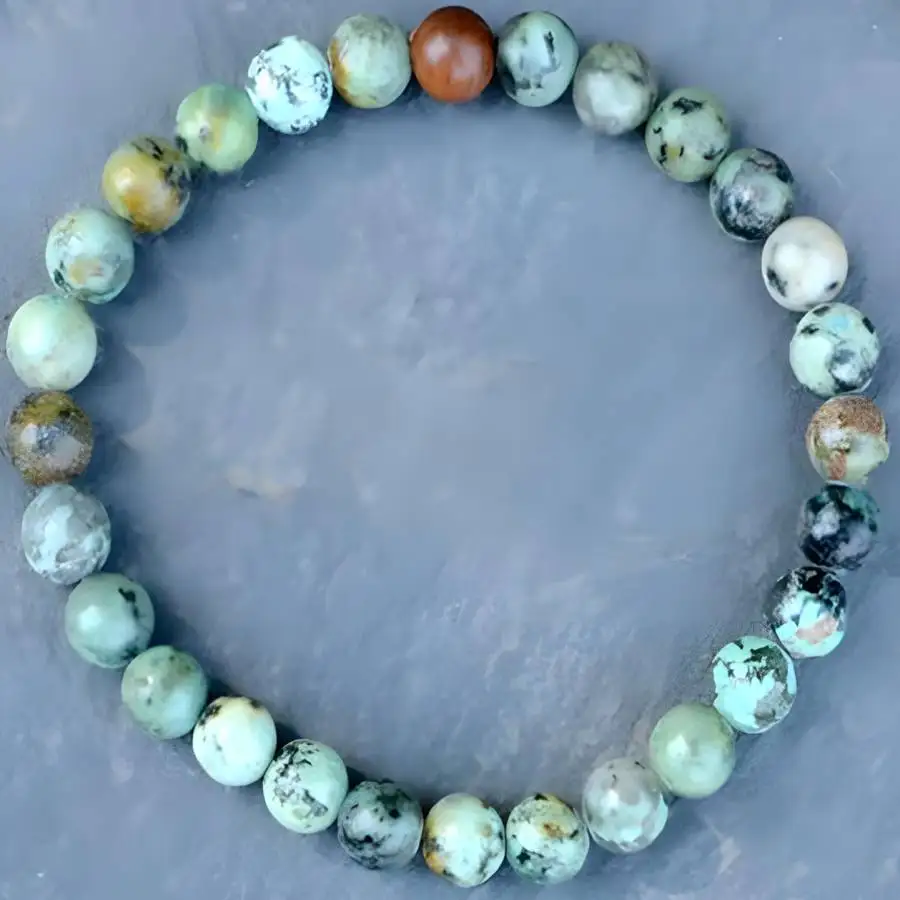 African Turquoise Beads Mala Baracelet Prayer Meditation Mala elastic Japa Zen Sacred Bohemian Chaplet Natural stone Tibetan