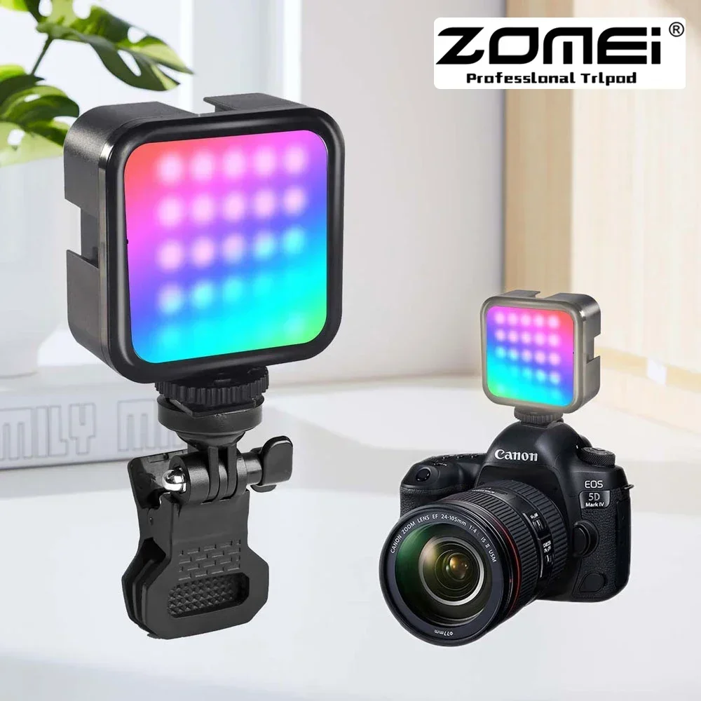 

ZOMEI LED RGB Video Light Battery Photography Fill Camera Lighting CRI95+ Portable Clip on Light for Vlog Live Streaming DSLR