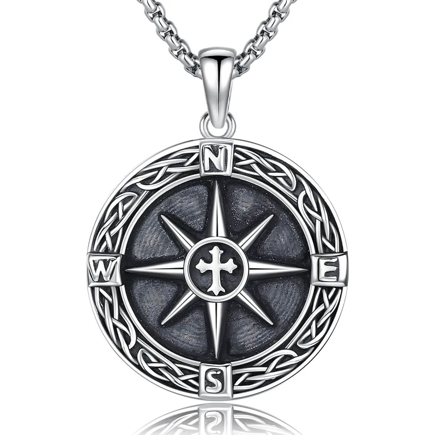 

Ожерелье с компасом, стерлинговое серебро 925 пробы, кельтский узел, кулон с компасом, талисман, ювелирные изделия, подарки для мужчин и женщин, выпускной день рождения