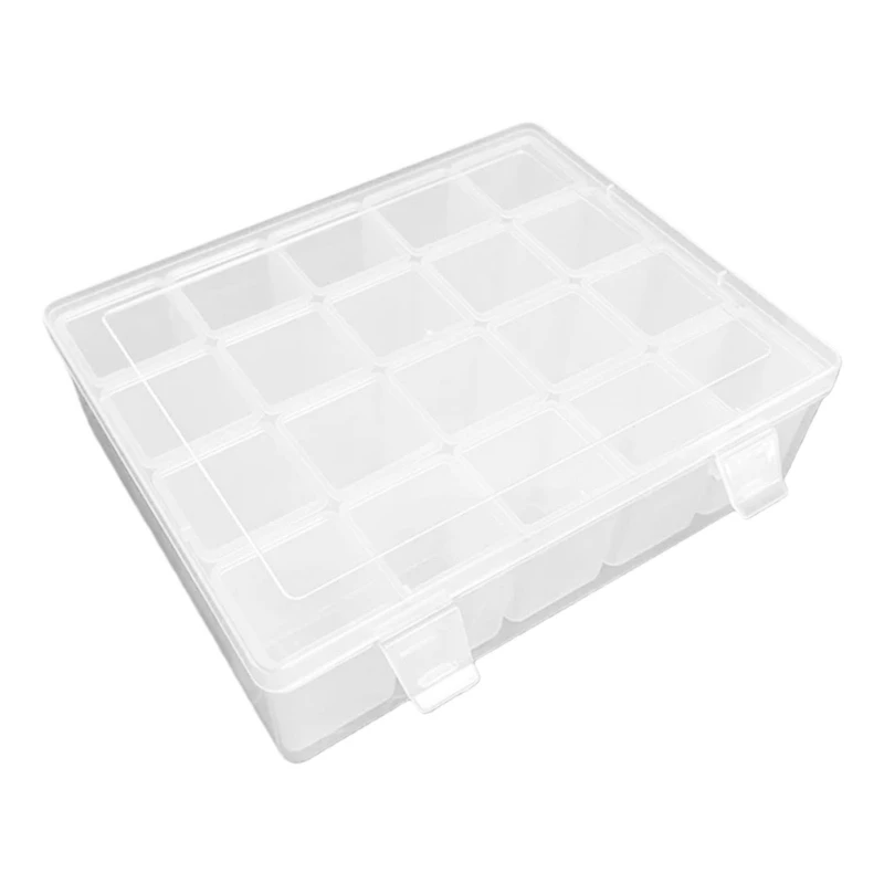 KX4B Rhinestones Beads Organiser Plastic Storage Box with 15 Detachable Compartment for Art Craft Tool Jewelry Management