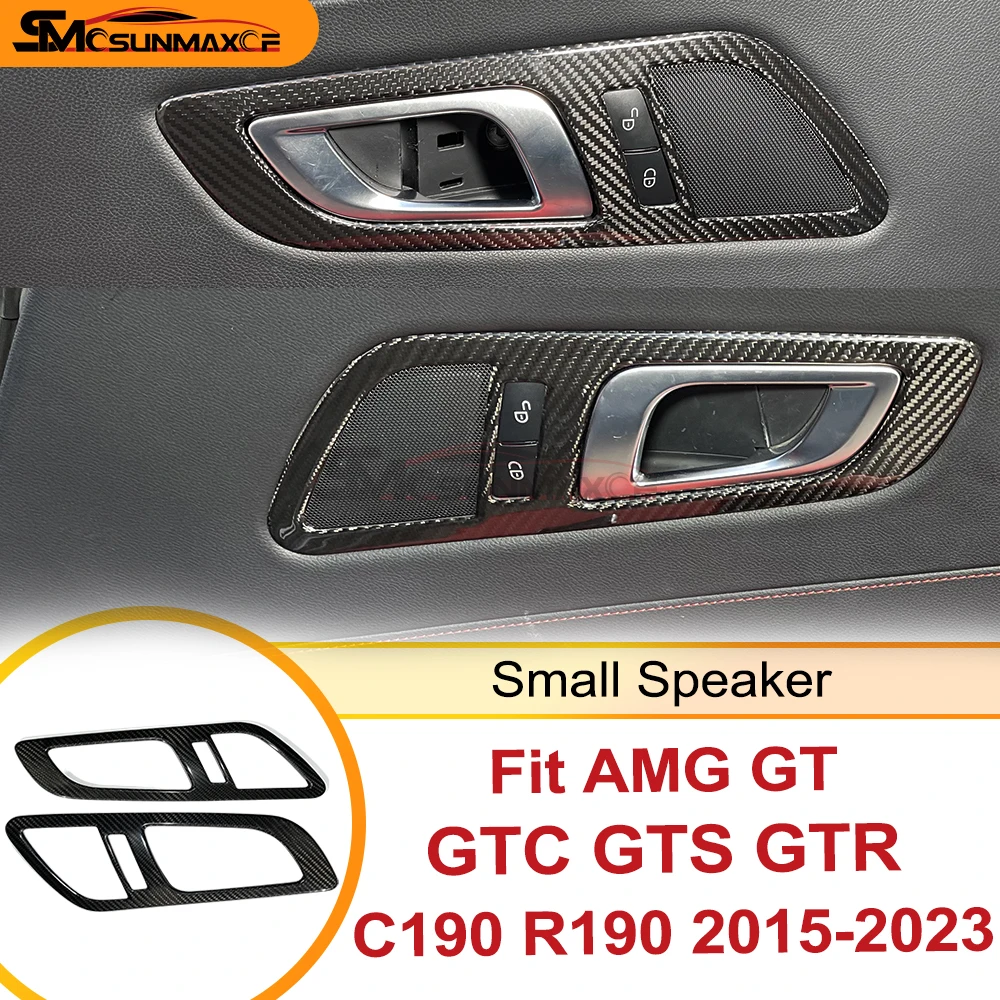 2015-2023 For Benz AMG GT C190 R190 GTC GTS GTR 2Doors Real Dry Carbon Fiber Inner Door Handle Sticker Car Interior Accessories