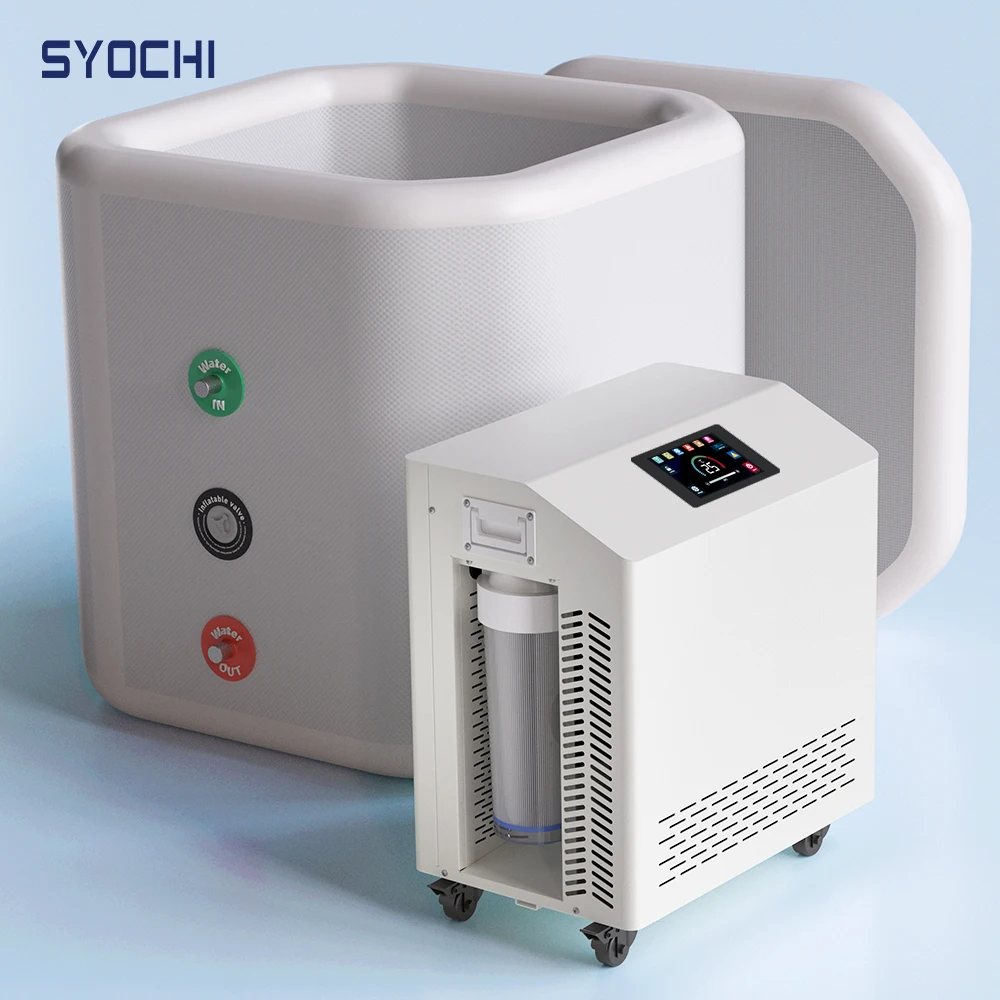 2026 syochi banheira de gelo portátil banheira de mergulho frio com refrigerador de água 0.3hp/0.6hp banheira de gelo inflável para terapia de banho de gelo