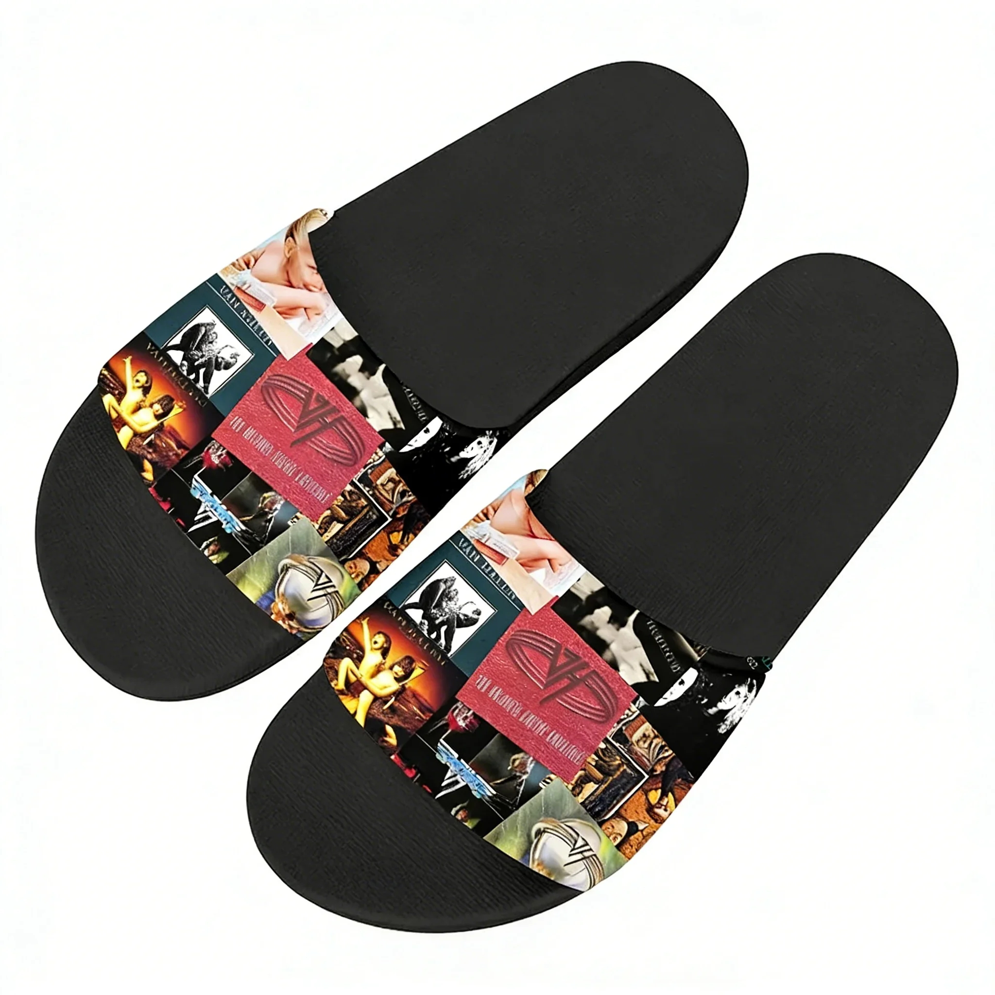 

Van Evh 5150 Stripes Halen Slippers Man Woman Boy Girl Tailor Made Slides Sandals Photo Customized Bath Shoes Water Shoe Black