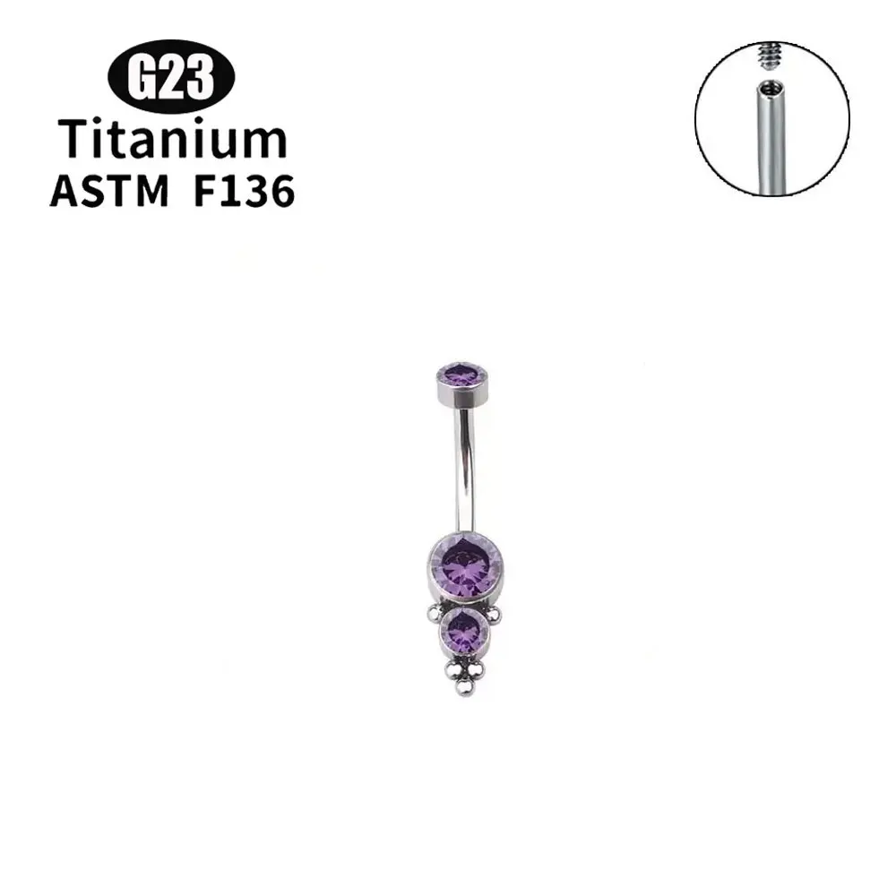 G23 Titanium Hot Selling Prong Set Cz Opal Navel Ring Piercing navel ring belly button titanium