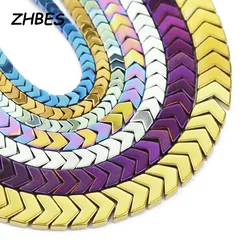 Natural Hematite Stone Gold color,Blue,Green Arrows Shape Spacer 4/6/8/10MM Loose Beads For Jewelry Making DIY Charm Bracelets