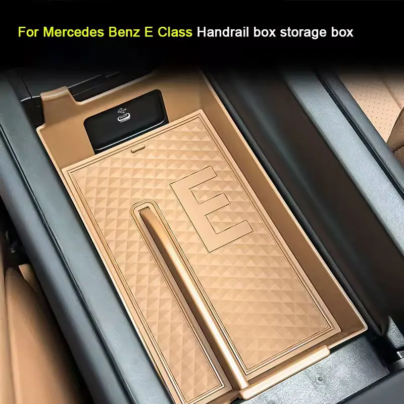 

For Mercedes Benz E Class W214 2024 2025，E450 E300 E260 E220 Car Central Control Armrest Handrail Storage Box Organizer Tray
