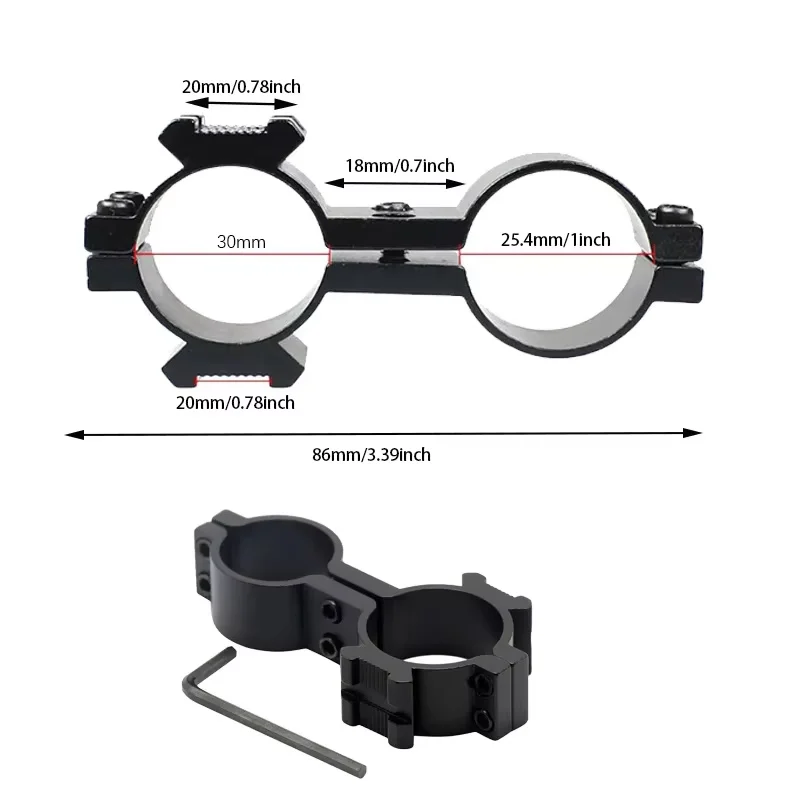 Laser Barrel Mount Bracket Holder Tube 1"& 30mm Heavy Duty With Double 20mm Rail For Flashlight Torch Scope,Toy Gun Accessories - view 5