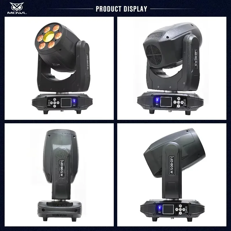 180W Pattern Gobo LED Combined Projection Light 6x4W RGBW Wash Moving Head Fixture for DJ Bar Club Stage Shows