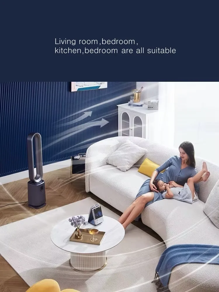 Popolare ventilatore verticale elettrico senza lama nel 2024 dotato di purificatore d'aria HEPA, ventola senza lama sia d'aria calda fredda