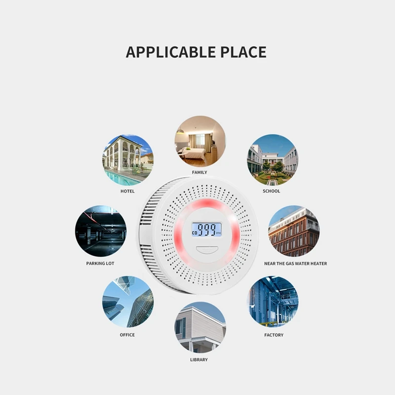 Imagem -03 - Monóxido de Carbono Alarme e Detector de Fumaça Sensor 2-em1 Proteção de Segurança Alarme de Som Branco para Casa pc co