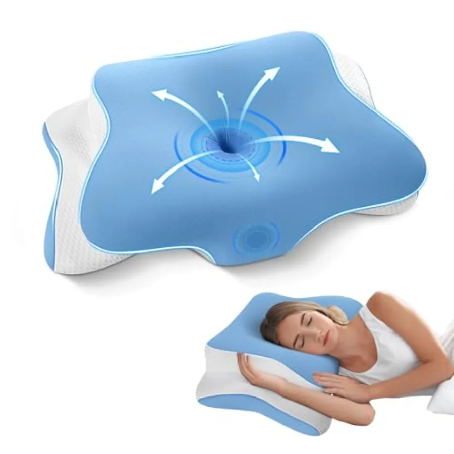 Cervical Neck Pillow for Neck and Shoulder, Odorless Memory Foam Pillows and Soft Silk Cover, Ergonomic Orthopedic Neck Support