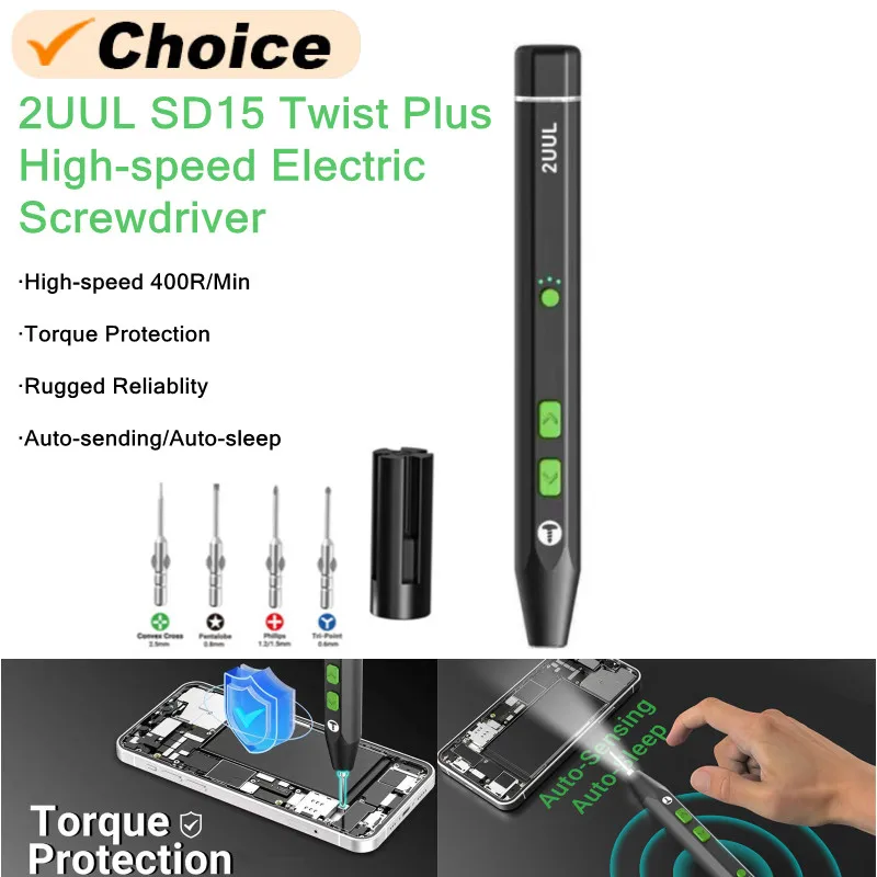 

2UUL SD15 Twist Plus Grinding Pen USB Rechargeable Polishing Pen Torque Protection for Phone CPU IC Polishing Lattice Cutting