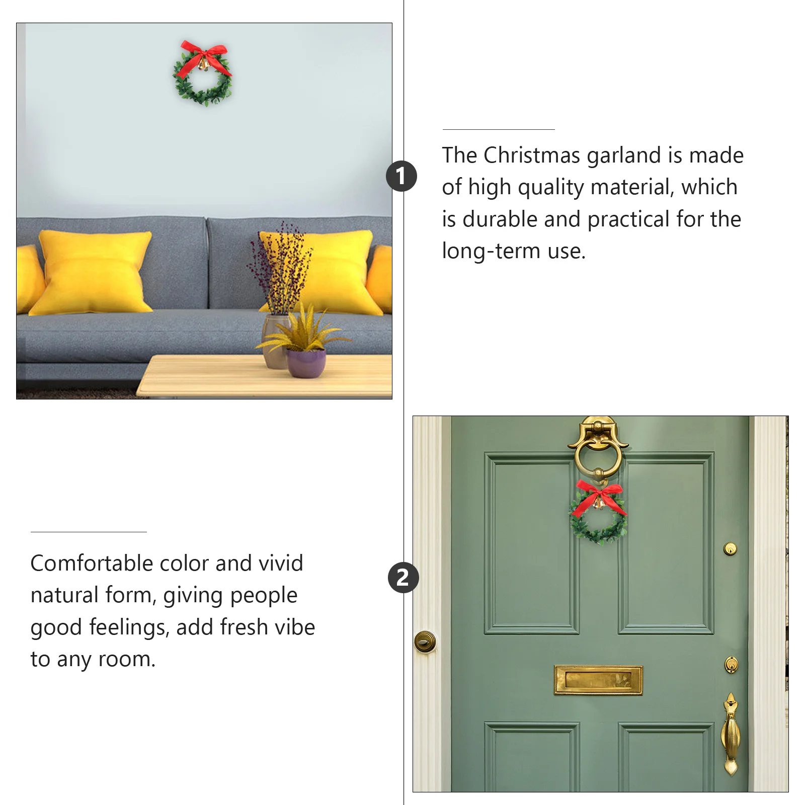 

10pcs Leaves Garland Christmas Decoration Wall Dangling Door Decor Indoor Outdoor Simulation Rattan Hoop Festival Ornament Xmas