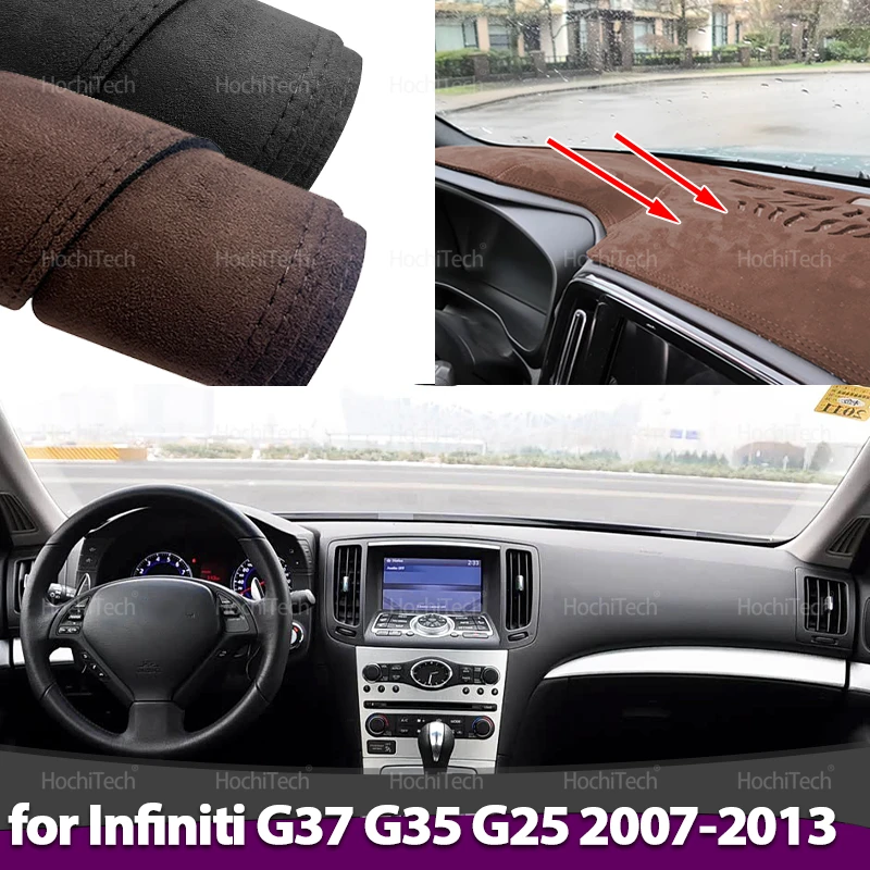Car-styling Suede Leather Black/Brown Dashmat Dashboard Cover Pad Dash Mat Carpet for Infiniti G37 G35 G25 2007-2013