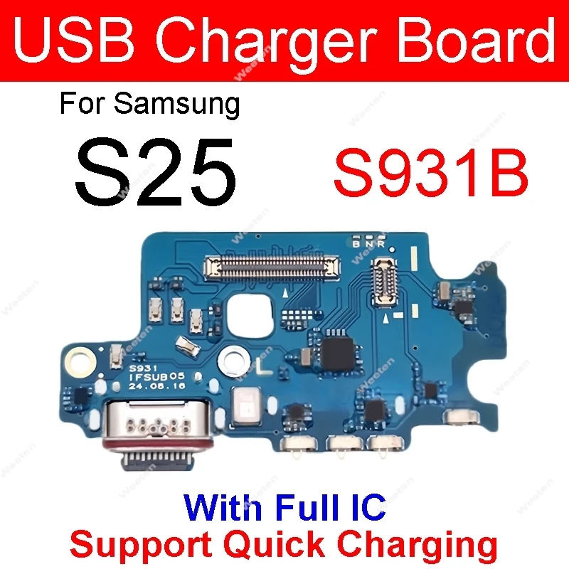 1Pcs USB Charging Jack Board For Samsung Galaxy S25 Plus Ultra FE S25+ SM-S931 S936 S938 S731 Type-C USB Charger Port Flex Cable
