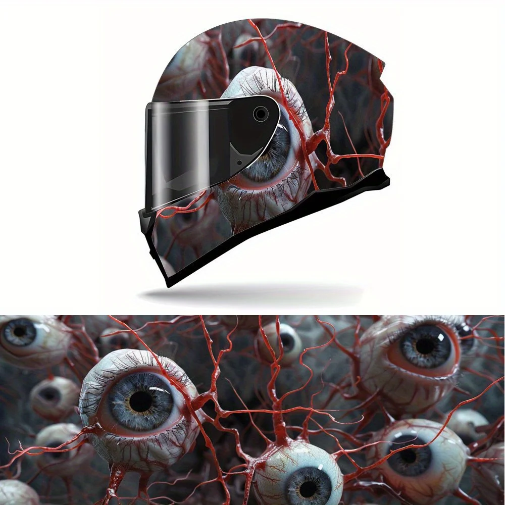 

Strange Eyeballs Full Face Helmet Vinyl Wrap Sticker, Durable PVC Material, Artistic Aesthetic Graphic Decal for Motorcycle Raci