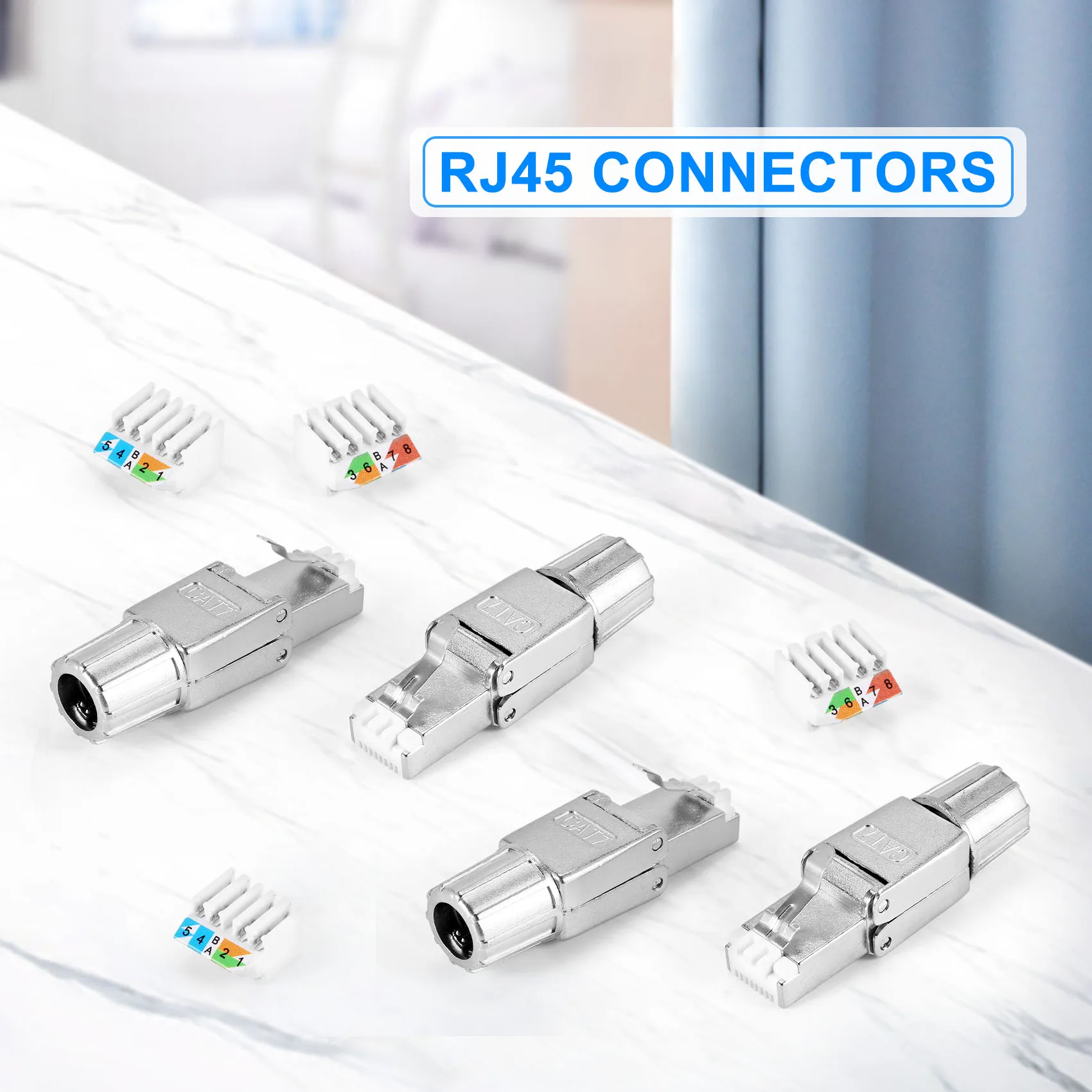 AED5-RJ45 Cat7 Conectores Plugues de terminação Ethernet blindados reutilizáveis sem ferramentas, plugue de Internet, instalação rápida em campo