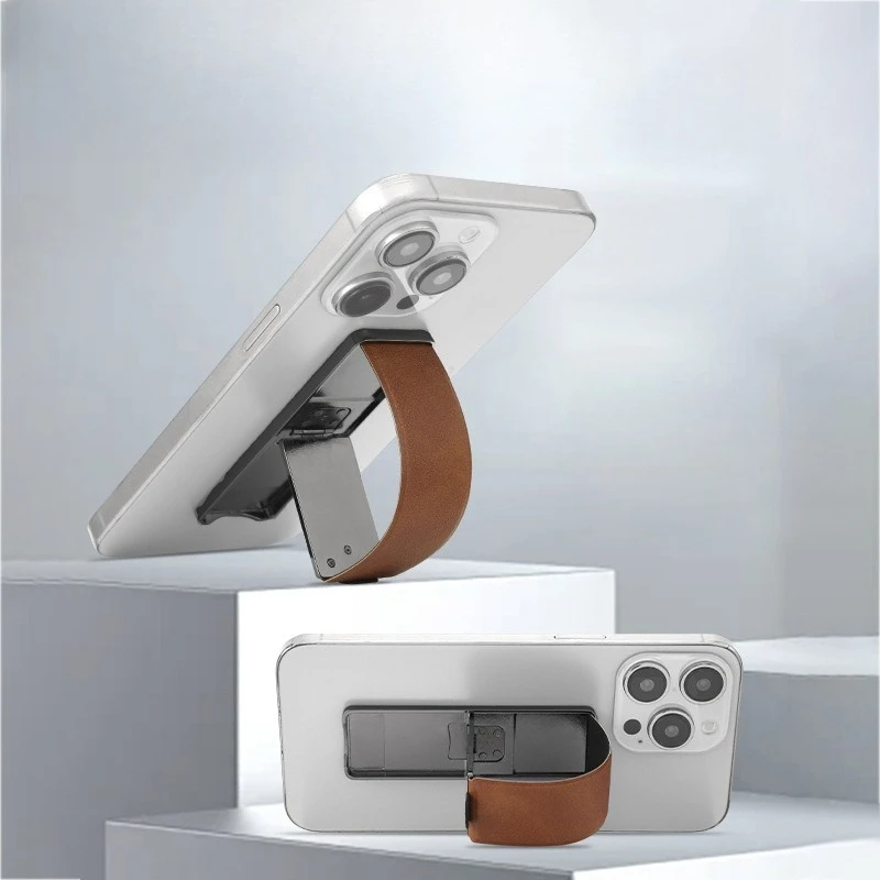 

Adhesive Mobile Phone Push-Pull Bracket Anti-Slip Wrist Strap & Foldable Desktop Stand Fall-Proof Portable Holder for Lazy Users