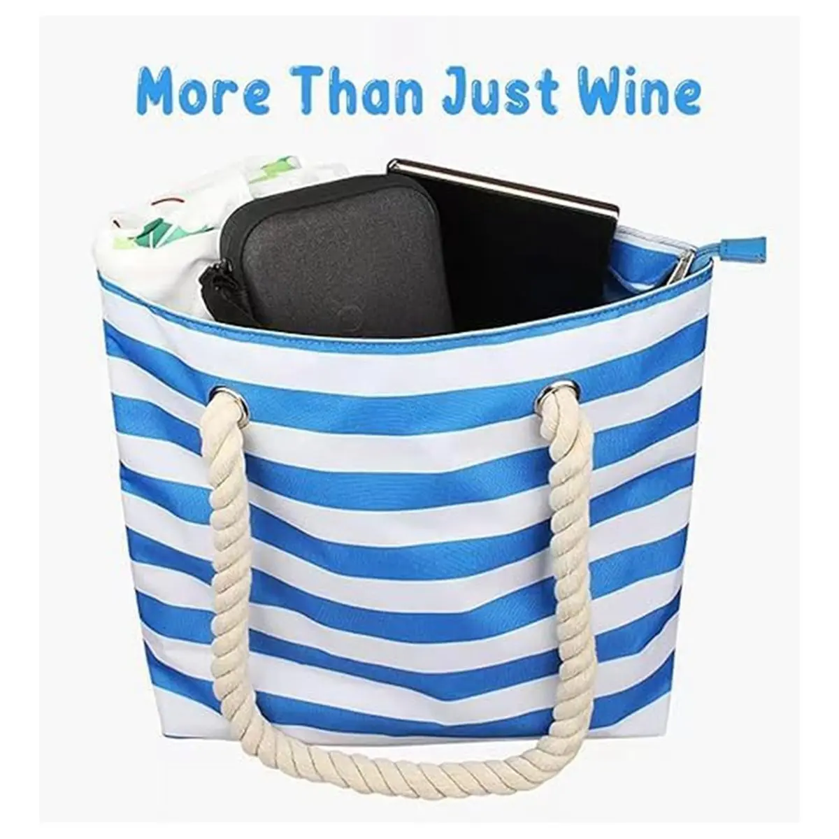 2026 NEW Wine Tote Bag, Beach Wine Cooler Bags Purse for Travel Gift, Leakproof Insulated Wine Carrier with Hidden Spout