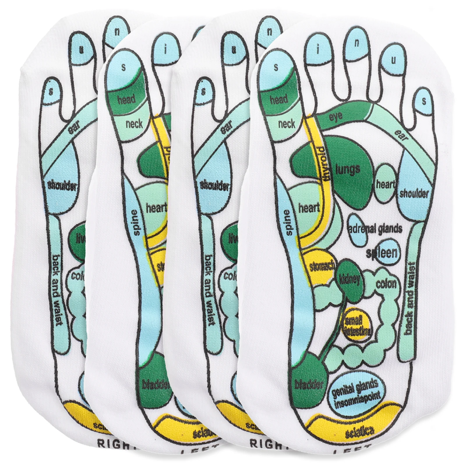 

2 Pairs Reflexology Socks Elastic Fiber Acupoint Massage Footwear Clear Instructions Breathing Comfortable Wear Resistant