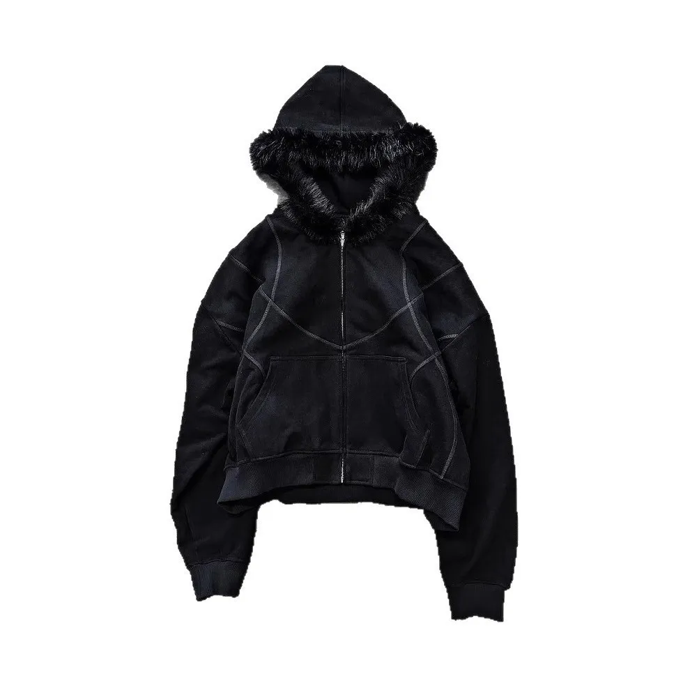 جديد رقيق قبعة هوديي نمط مطبوع كم طويل سترة هوديي ريترو ستايل معطف الشارع الاتجاه y2k #3