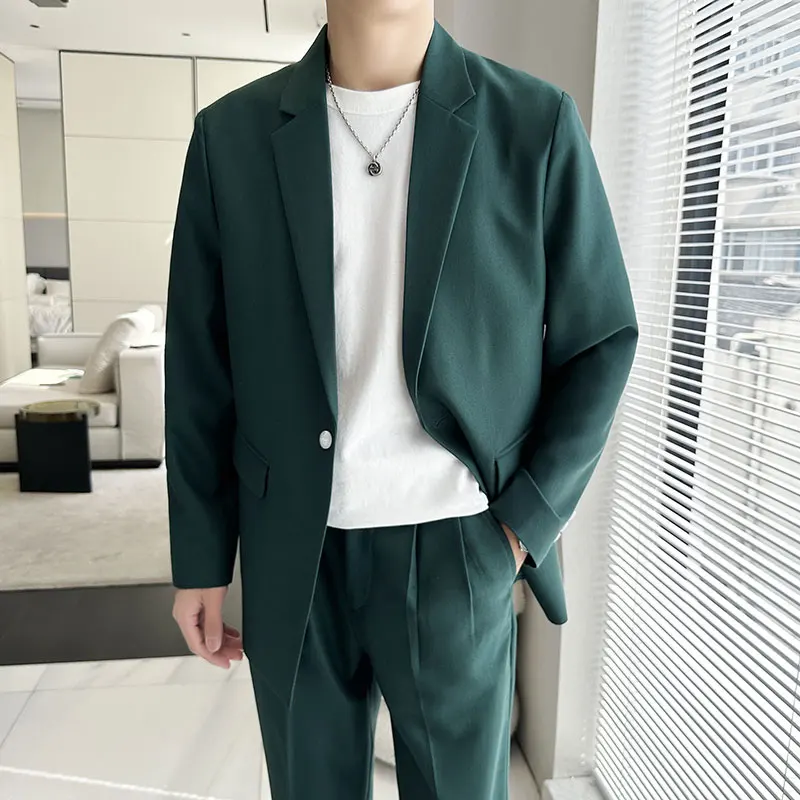 

Высококачественный комплект костюма приталенного кроя с легким свободным силуэтом для повседневных вечеринок, свадеб, модных летних образов, комплект из двух предметов.