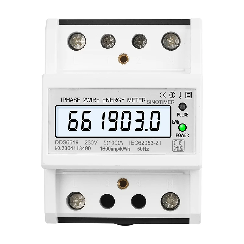 Din Rail Single Phase Electronic Energy Meter AC 220V 100A kWh Counter Consumption Analog Electricity Gague Wattmeter 50HZ