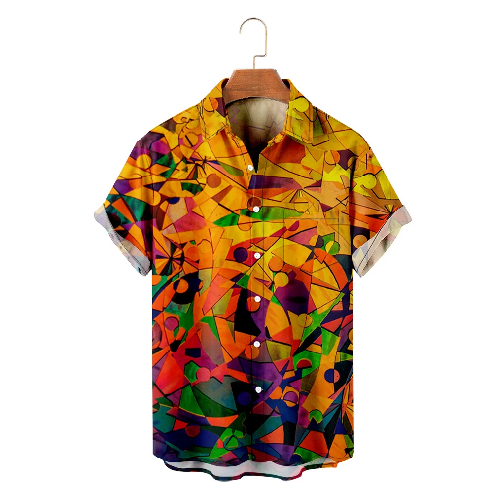 

Men's Hawaiian T-Shirt ropa hombre Fashion Shirt Kaleidoscope 3D Print Cozy Casual Short Sleeve Beach Oversized men clothing top