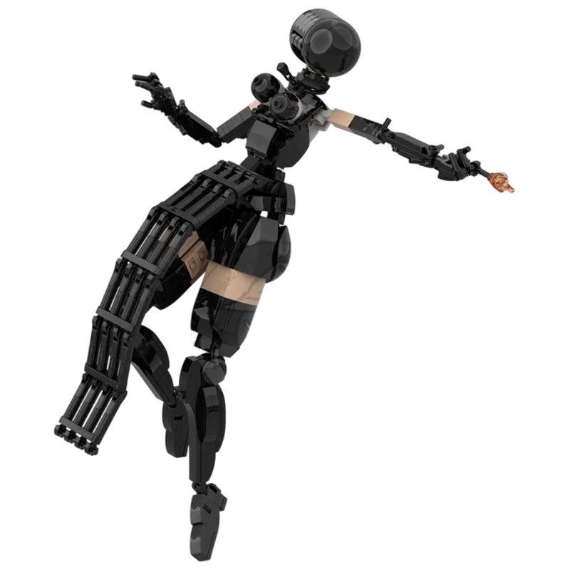 Anime Demon Girl Figure MOC Building Blocks Horned Head Flame Effect Model DIY Assembly Brick Set Desktop Collectible Display