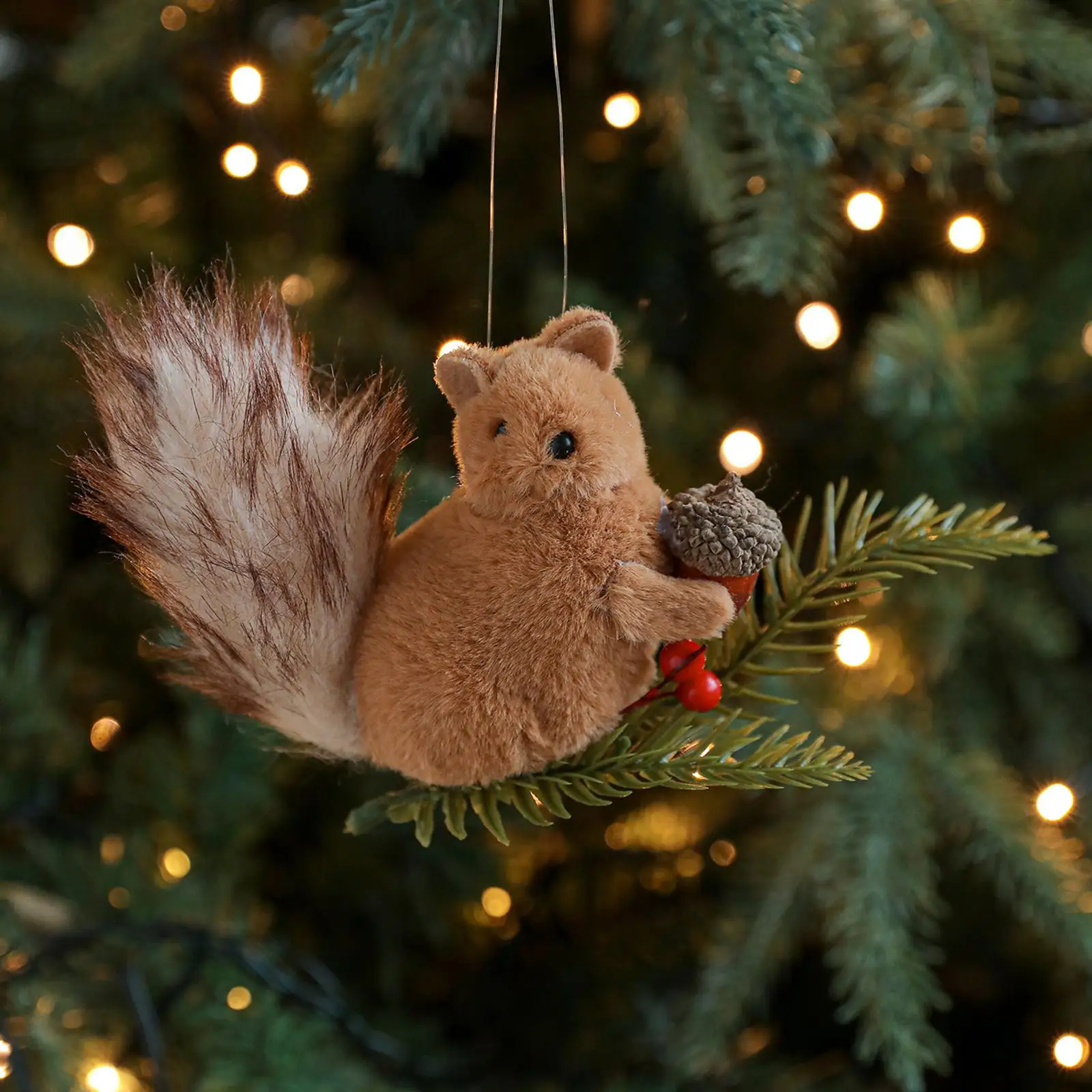 

Squirrel Statue Ornament Gift Collectible Crafts Christmas Tree Decor Animal Sculpture for Bedroom Festival Office Party Home