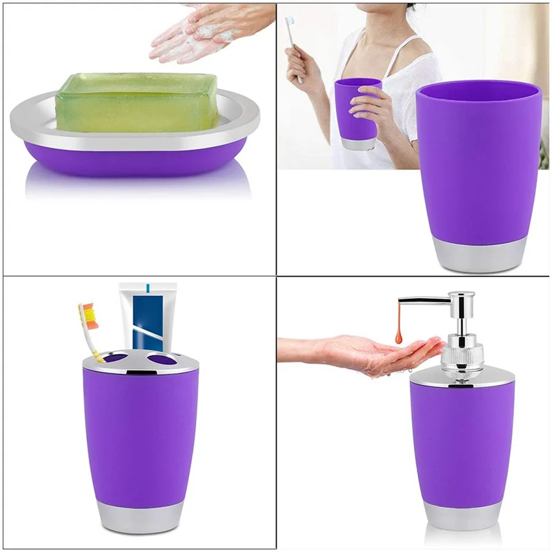 

EMECE-Bathroom Accessories Set 4 Pieces, Bath Set Tumbler Set Toiletries Toothbrush Holder Bathroom Set