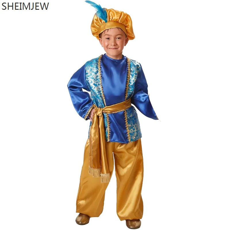 2024 Aladdin Prince Cosplay Costume Arabian Masquerade Indian Children\'s Costumes Halloween Carnival Party Dress Up