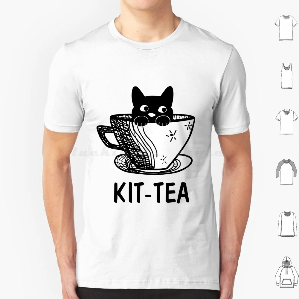 Kit Tea T Shirt 6Xl Cotton Cool Tee Adorable Cup Cats Animal Kitten Tea Pun Tea Tea Kawaii Kit Tea Cat Tea Kittea