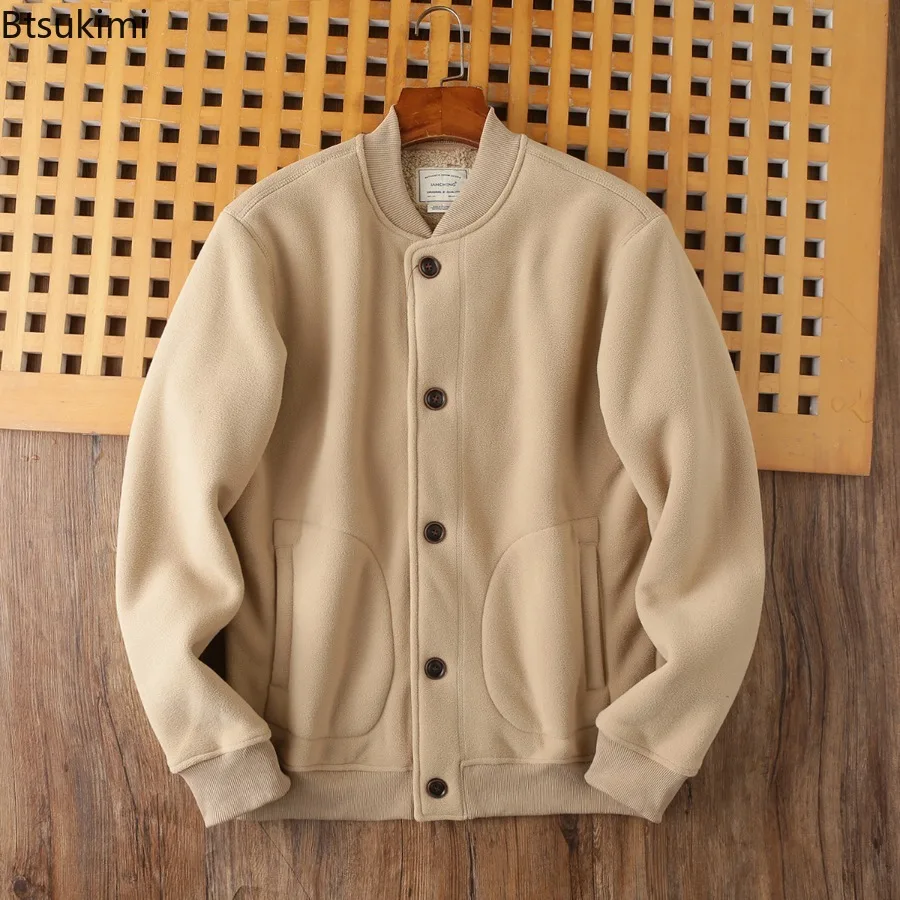 

Winter New Men's Baseball Coats Double-sided Polar Fleece Soft Warm Men Jackets Thicken Casual Windbreak Outwear Male Streetwear
