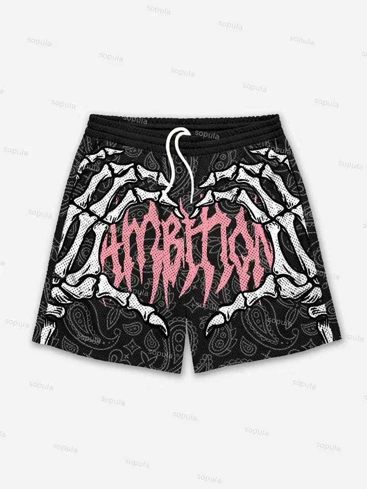 ambition-cranio-mao-caju-flor-grafico-shorts-solto-basquete-ginasio-respiravel-shorts-de-treinamento-fitness-treino-shorts-moto