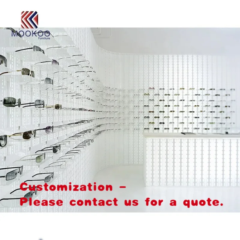 custom.Optical Shop Modern Customized Sunglasses Eyewear Display Wall with LED Light