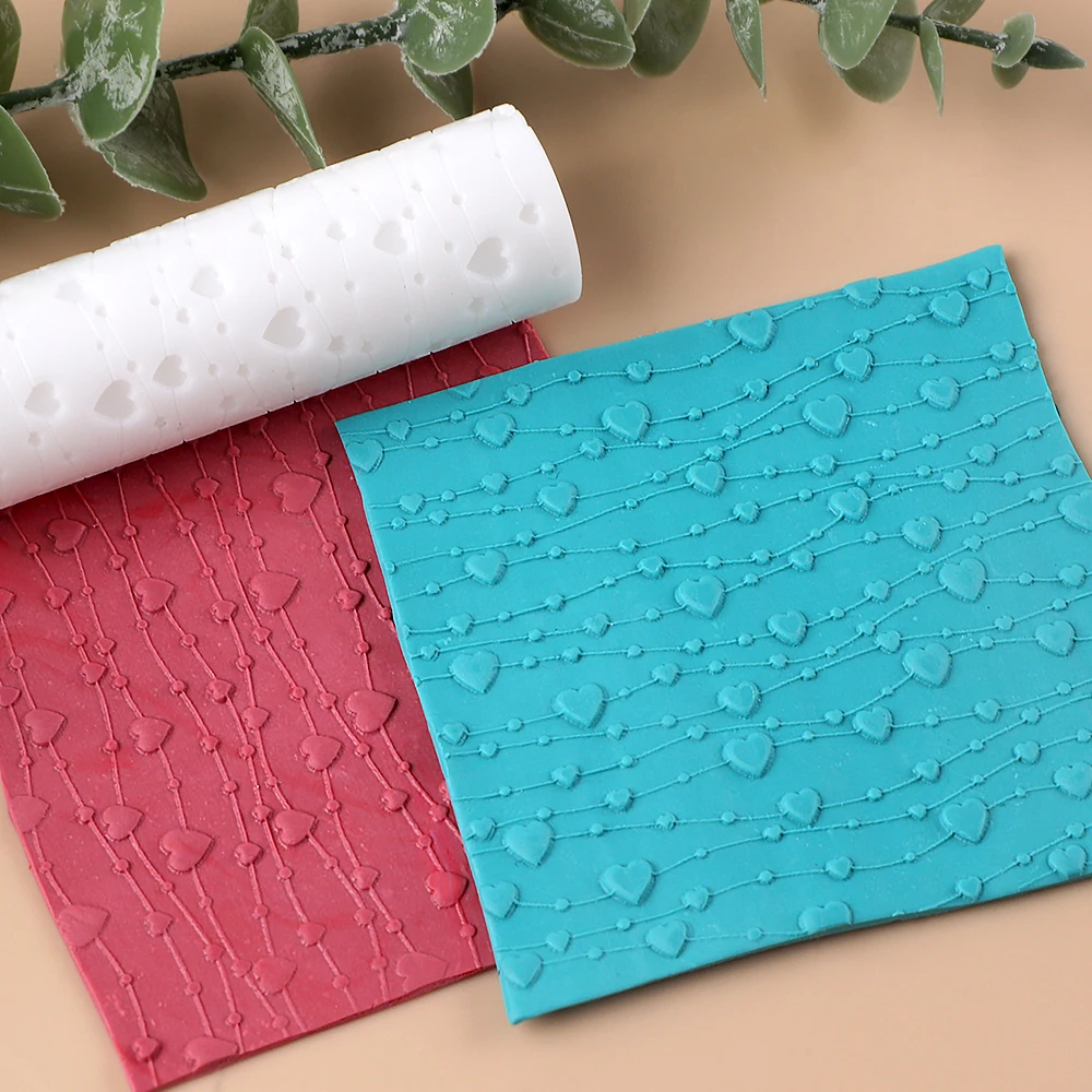 Rodillo de Textura de Arcilla Polimérica con Textura de Corazón de Amor | Herramienta Creativa para Hacer Joyas de Arcilla, Cilindro para Modelar Arcilla, Cerámica