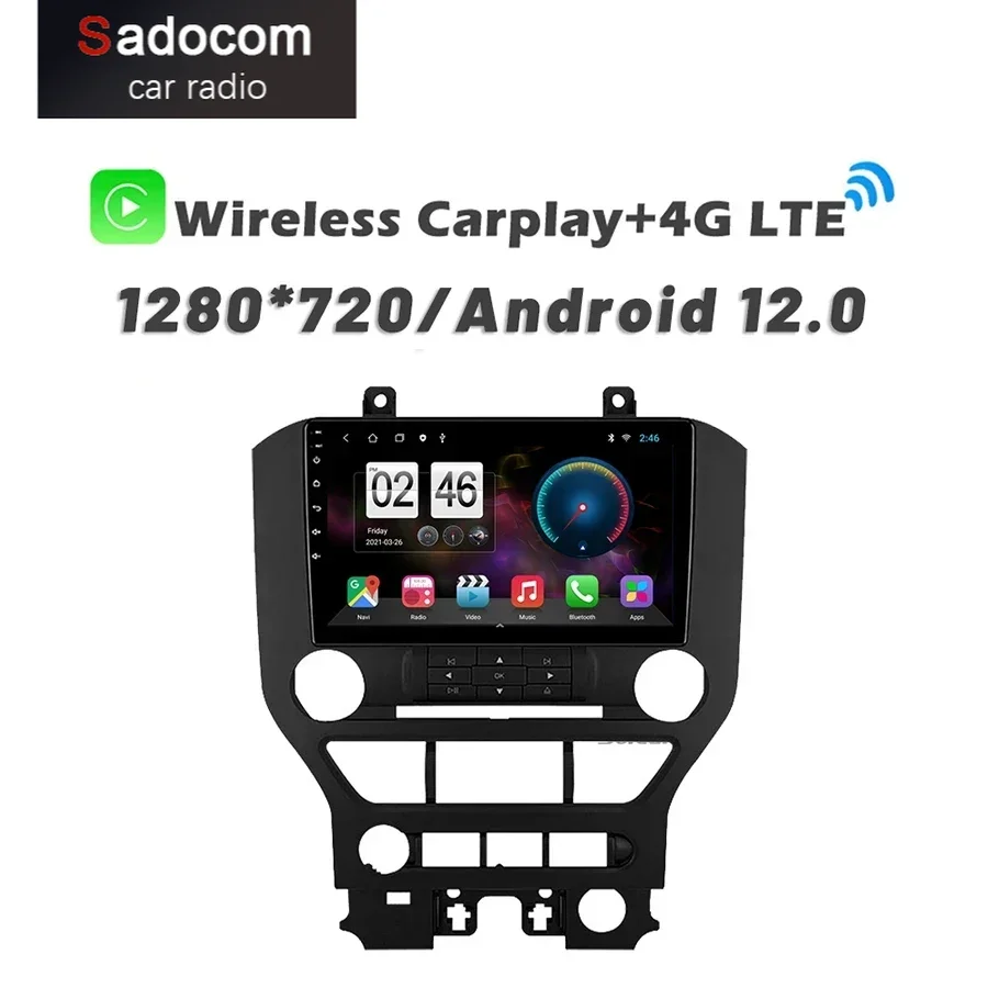 

720P 8G + 256G 8Core SIM DSP Carplay Авто Android 14,0 автомобильный DVD-плеер GPS карта WIFI Bluetooth RDS радио для Ford Mustang 2015-2019