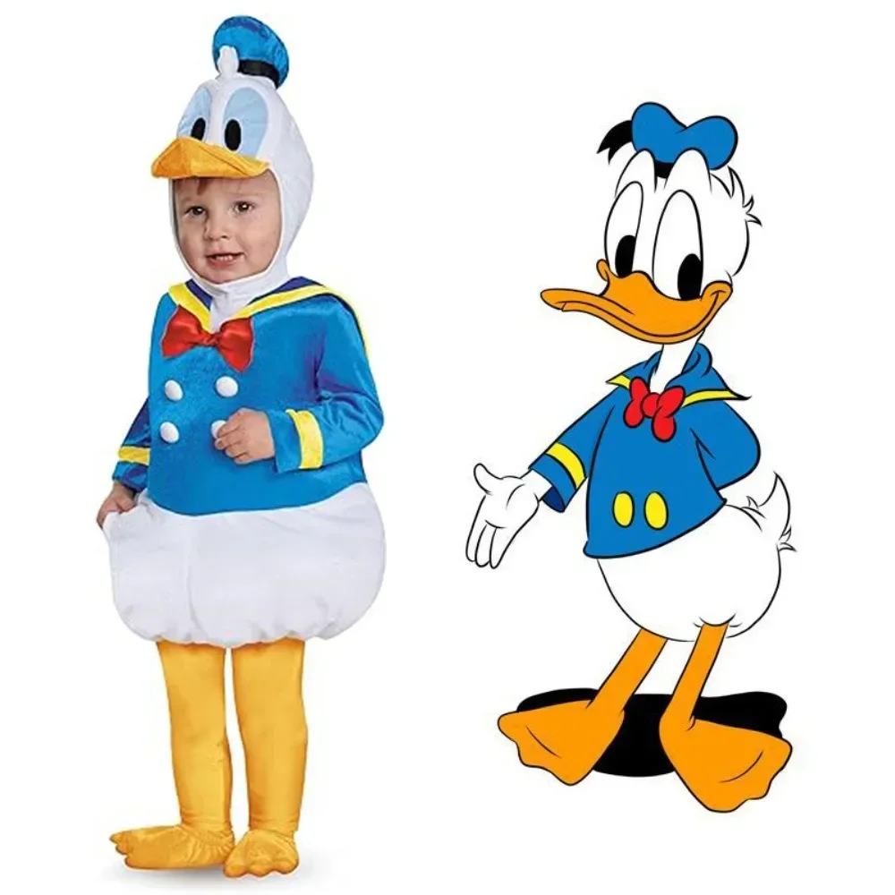 Anime Donald Duck Cosplay Costume Winter Warmth Kids Clothes Boys Girls Stage Performance Costume Christmas Party Dress Up